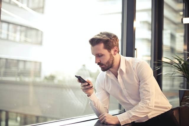 a businessman on a phone