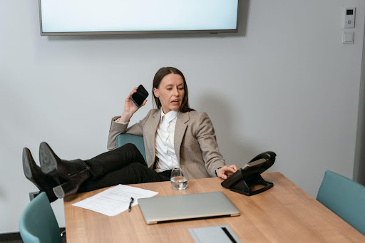 A businesswoman on her phone