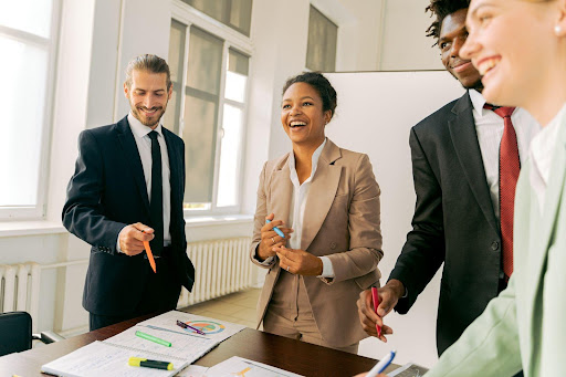 Happy people in a business meeting