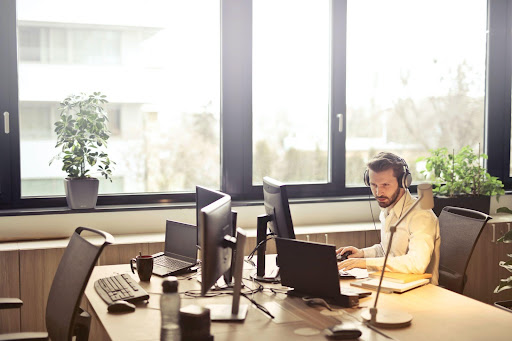 A man working at a desk