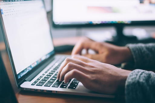 A person typing