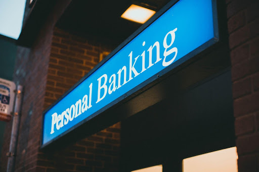 The word personal banking on a sign