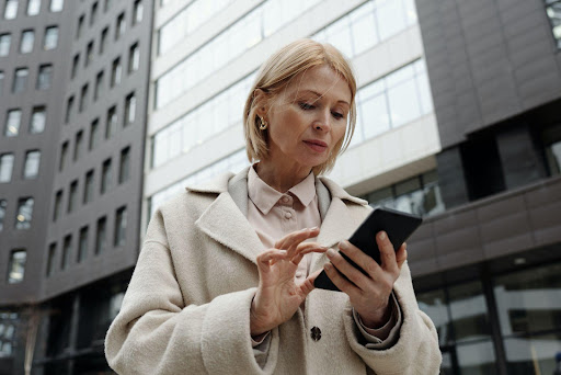 A woman texting